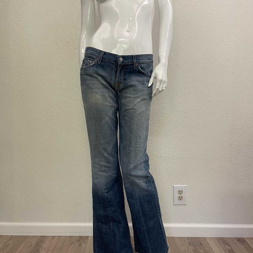 7 For All Mankind Women's Medium Wash Blue Flare Jeans